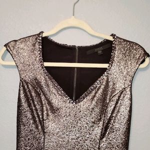 GUESS Metallic Python Glam Chain Trim V-Neck Dress